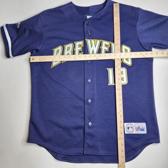 Vintage Majestic Milwaukee Brewers Robin Yount Blue GreenJersey USA Size Large